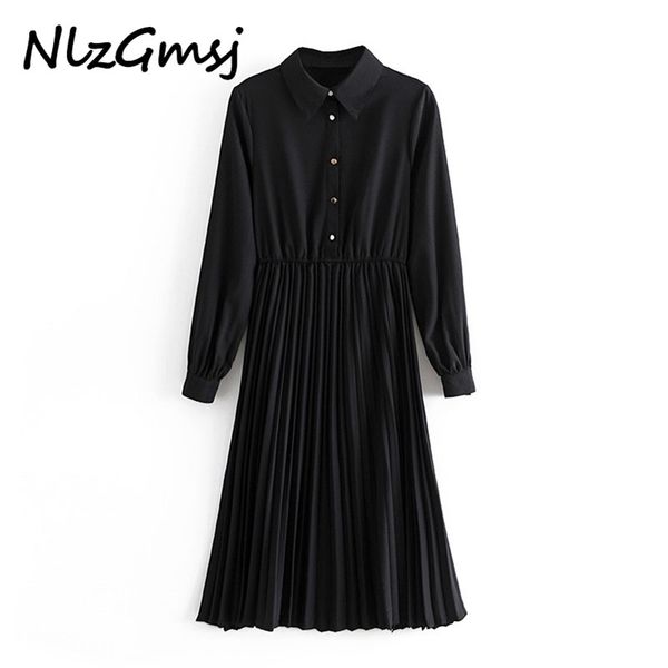 dres chic fashion pleated black elegant midi vintage long sleeve female es vestidos mujer 210628, Black;gray
dres chic fashion pleated black elegant midi vintage long sleeve female es vestidos mujer 210628, Black;gray