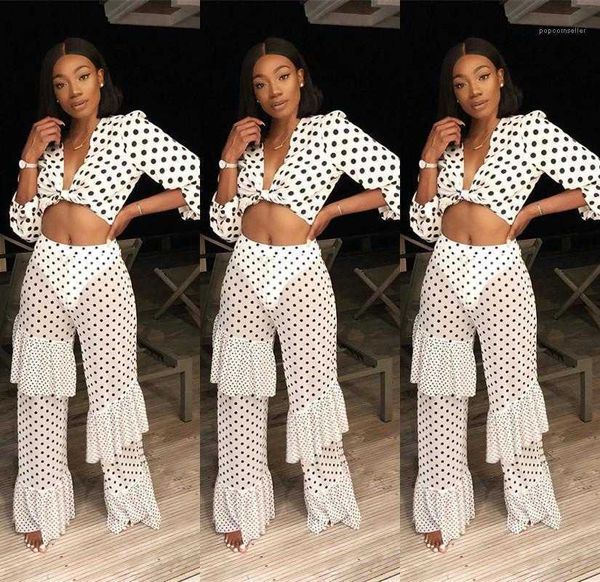 women's two piece pants 2pcs set fashion female clothing womens long sleeve v neck chiffon ruffle wave bs23, White
women's two piece pants 2pcs set fashion female clothing womens long sleeve v neck chiffon ruffle wave bs23, White