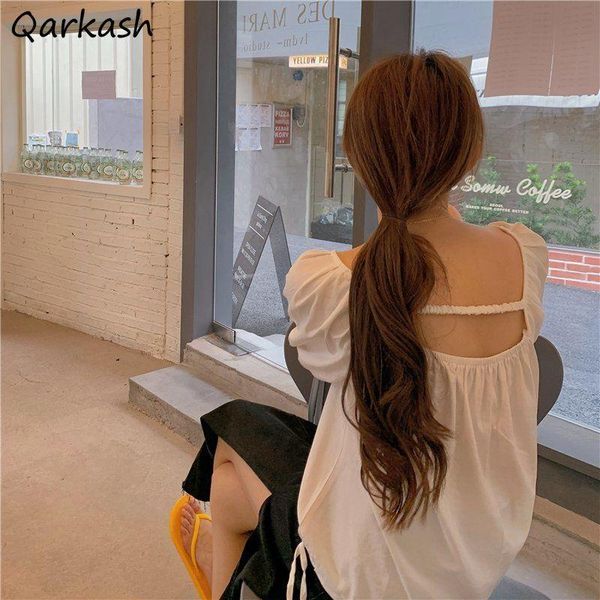 women's blouses & shirts backless design women casual summer fashion all-match chic loose square collar harajuku korean style students, White
women's blouses & shirts backless design women casual summer fashion all-match chic loose square collar harajuku korean style students, White