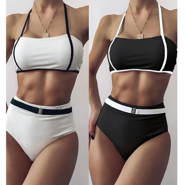 women's swimwear triangle push up bikini set brazilian bandage bikinis high waist women two piece swimsuit biquini summer 2021, White;black
women's swimwear triangle push up bikini set brazilian bandage bikinis high waist women two piece swimsuit biquini summer 2021, White;black
