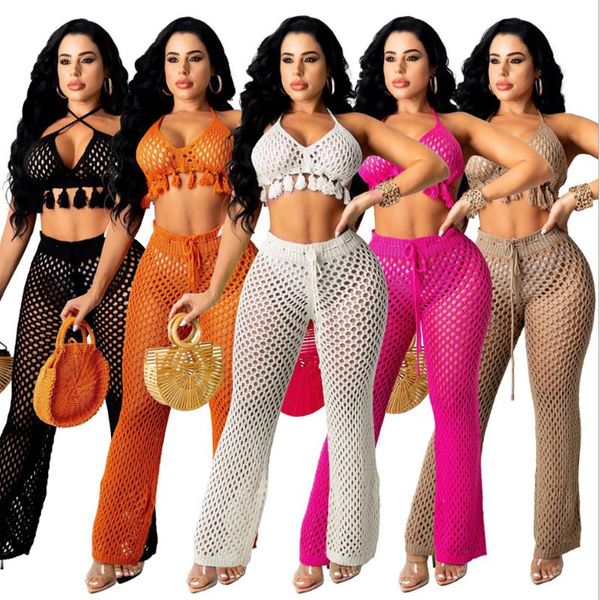 women's swimwear 2021 summer crochet 2pcs/set beach cover up women fish net tassel bra pants bikini bathing suit cover-ups, White;black
women's swimwear 2021 summer crochet 2pcs/set beach cover up women fish net tassel bra pants bikini bathing suit cover-ups, White;black