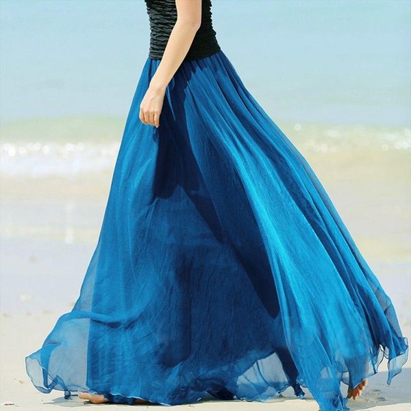 boho double layer chiffon womens skirt long maxi beach casual summer ladies solid color, Black
boho double layer chiffon womens skirt long maxi beach casual summer ladies solid color, Black