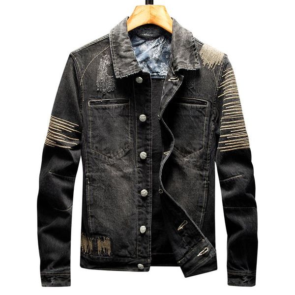 men's jackets embroidery denim coat male japan style vintage slim outside jean jacket luxury autumn casual long sleeve biker outwear, Black;brown
men's jackets embroidery denim coat male japan style vintage slim outside jean jacket luxury autumn casual long sleeve biker outwear, Black;brown