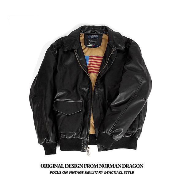 norman dragon military uniform a-2 american pilot jacket leather ami kaji men's ruffian handsome coat fashion, Black
norman dragon military uniform a-2 american pilot jacket leather ami kaji men's ruffian handsome coat fashion, Black