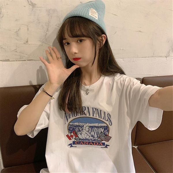 women's t-shirt hong kong style japanese-style retro short sleeve summer loose korean ins trendy harajuku for, White
women's t-shirt hong kong style japanese-style retro short sleeve summer loose korean ins trendy harajuku for, White
