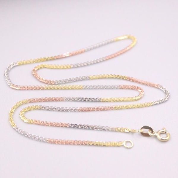 chains au750 real 18k multi-tone gold chain neckalce for women female 1.2mm hollow wheat link choker necklace 18''l gift, Silver
chains au750 real 18k multi-tone gold chain neckalce for women female 1.2mm hollow wheat link choker necklace 18''l gift, Silver