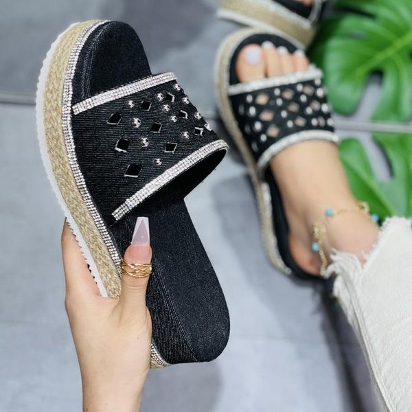 litthing summer ladies slope heel slippers platform diamond hollow casual shoes outdoor beach women sandals, Black
litthing summer ladies slope heel slippers platform diamond hollow casual shoes outdoor beach women sandals, Black