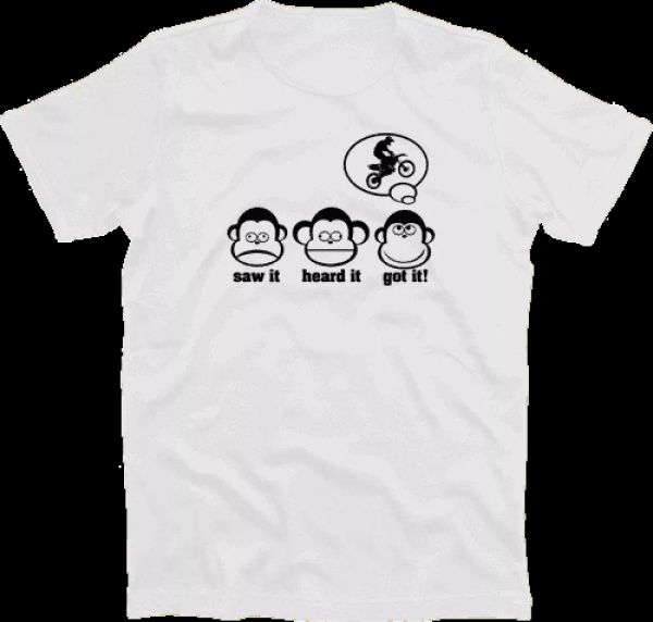 three monkeys saw it heard it got it motocross mx sx supercross motox t-shirt s-xxxl, White;black
three monkeys saw it heard it got it motocross mx sx supercross motox t-shirt s-xxxl, White;black