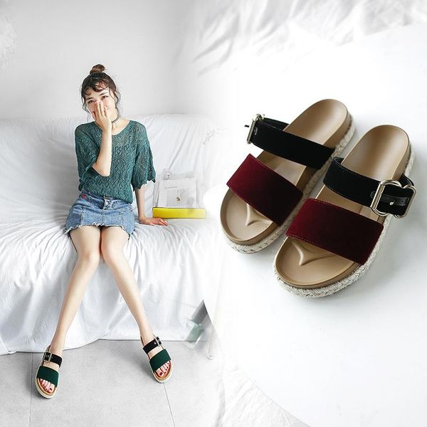leisure summer platform sandal 2021 flat with open toe women sandals slip-on designer shoes, Black
leisure summer platform sandal 2021 flat with open toe women sandals slip-on designer shoes, Black