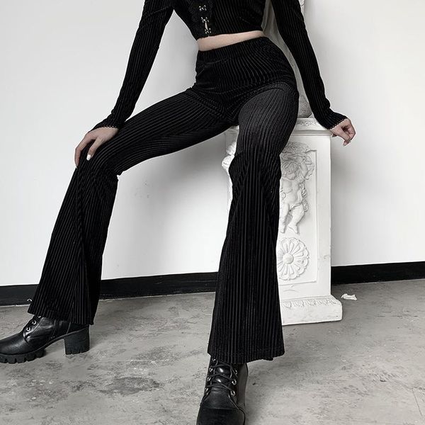 women's pants & capris gothic vintage high waisted flared flannelette trousers black girl, Black;white
women's pants & capris gothic vintage high waisted flared flannelette trousers black girl, Black;white