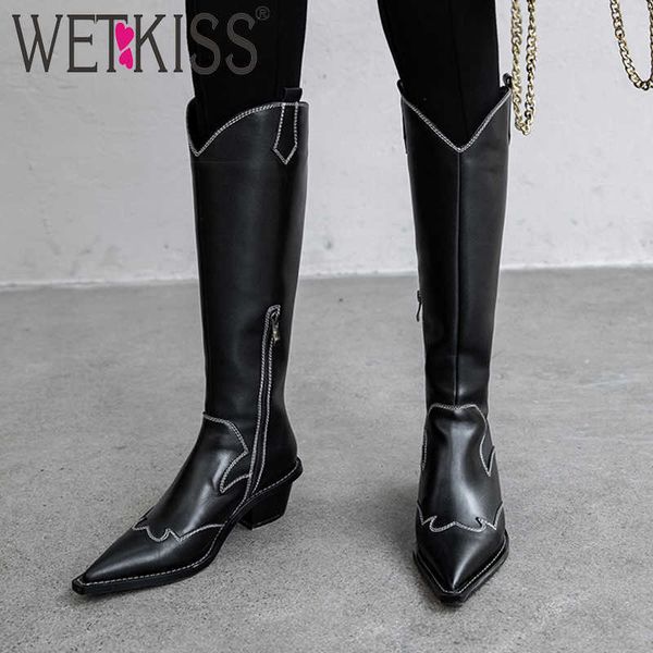 wetkiss knee high western boots women high heels boot female cow leather shoes ladies pointed toe sewing shoes women winter 210630, Black
wetkiss knee high western boots women high heels boot female cow leather shoes ladies pointed toe sewing shoes women winter 210630, Black