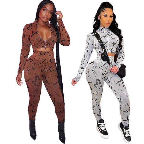 women's two piece pants somoshein print bodycon sets zipper crop elastic casual fitness suits basic women clothing wholesale drop, White
women's two piece pants somoshein print bodycon sets zipper crop elastic casual fitness suits basic women clothing wholesale drop, White