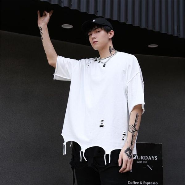 men's t-shirts oversized hip hop style black short sleeve t-shirt 2021 summer fashion high street trend hole crew cotton loose, White;black
men's t-shirts oversized hip hop style black short sleeve t-shirt 2021 summer fashion high street trend hole crew cotton loose, White;black