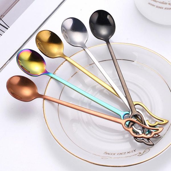 spoons creative feather wing shape multicolor stainless steel dessert coffee spoon kitchen accessories tableware decoration 15x2.5cm
spoons creative feather wing shape multicolor stainless steel dessert coffee spoon kitchen accessories tableware decoration 15x2.5cm