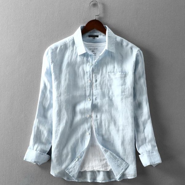 men's casual shirts 2022 turn down collar long sleeve pure linen men light blue summer lightweight with pocket, White;black
men's casual shirts 2022 turn down collar long sleeve pure linen men light blue summer lightweight with pocket, White;black