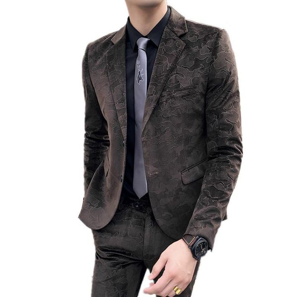 men's suede dimensional jacquard 2 pieces suit pants set / male fashion trend slim business banquet blazer jacket coat trousers suits &, White;black
men's suede dimensional jacquard 2 pieces suit pants set / male fashion trend slim business banquet blazer jacket coat trousers suits &, White;black