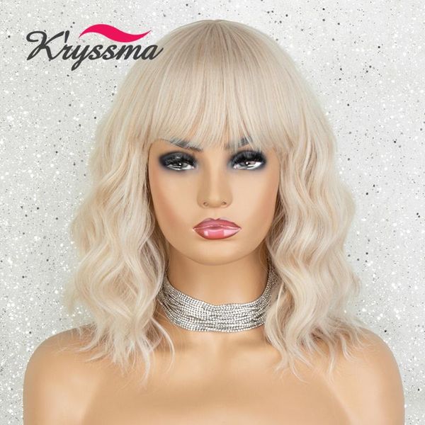 synthetic wigs kryssma short blonde bob wig with bangs wavy for women cosplay daily heat resistant fiber miss, Black
synthetic wigs kryssma short blonde bob wig with bangs wavy for women cosplay daily heat resistant fiber miss, Black