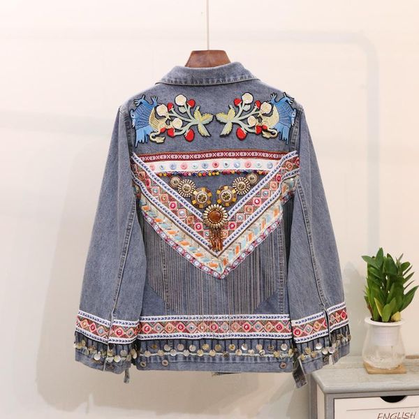 women's jackets style spring women folk splicing tassel denim jacket female retro embroidered jeans coat students outwear asaco feminin, Black;brown
women's jackets style spring women folk splicing tassel denim jacket female retro embroidered jeans coat students outwear asaco feminin, Black;brown
