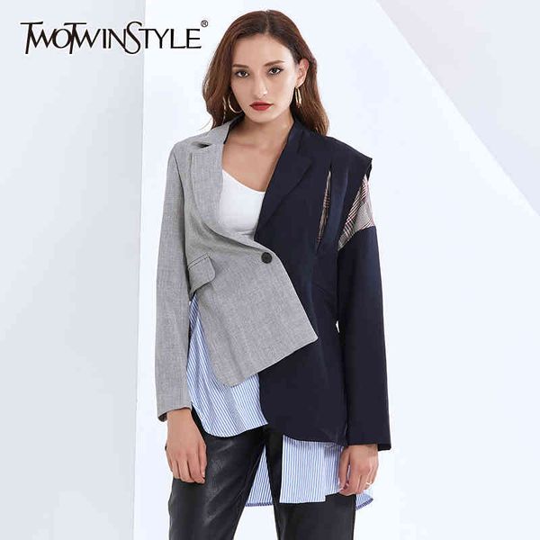 asymmetric blazer for women notched collar long sleeve patchwork hit color casual coats female autumn clothes 210524, White;black
asymmetric blazer for women notched collar long sleeve patchwork hit color casual coats female autumn clothes 210524, White;black