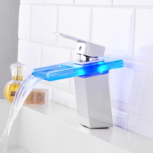 light basin faucets glass waterfall bathroom faucet deck mounted wash sink taps color changes temperature and cold tap
light basin faucets glass waterfall bathroom faucet deck mounted wash sink taps color changes temperature and cold tap