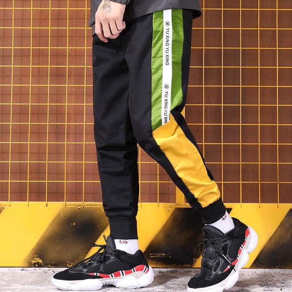 men's pants overalls trousers, letter, Black