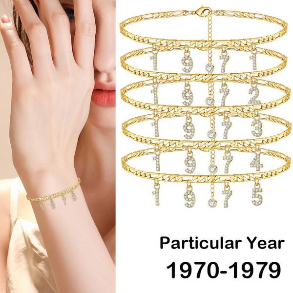 link, chain trendy vintage year of birth ladies bracelet personalized creative gold color metal for women jewelry gifts bijoux, Black
link, chain trendy vintage year of birth ladies bracelet personalized creative gold color metal for women jewelry gifts bijoux, Black
