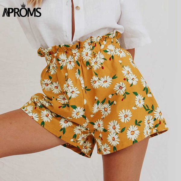 aproms sweet white flower print shorts women summer casual elastic high waist shorts vintage beach streetwear yellow bottom 210611, White;black
aproms sweet white flower print shorts women summer casual elastic high waist shorts vintage beach streetwear yellow bottom 210611, White;black