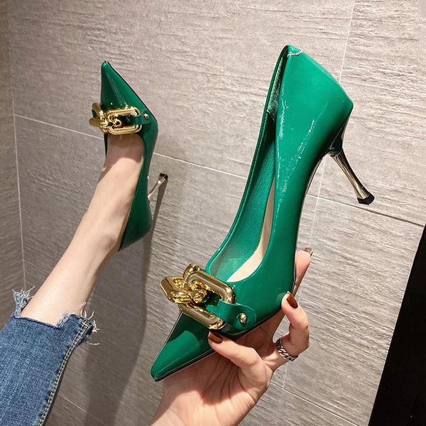 dress shoes pointed stiletto single women 2021 spring and autumn green patent leather high heels, Black
dress shoes pointed stiletto single women 2021 spring and autumn green patent leather high heels, Black