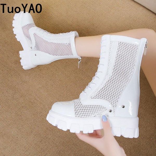 boots height increased girl 2021 summer cool women hollow soft shoes ankle for white black mujer