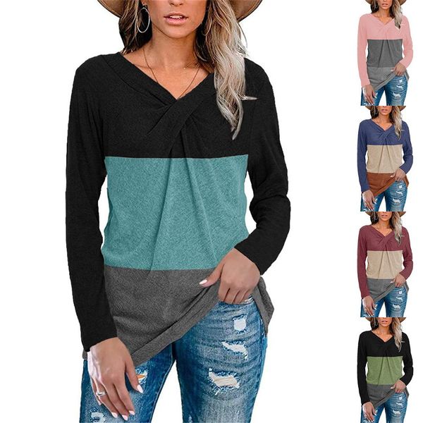 women's autumn and winter new contrast color neckline kink long sleeve t-shirt, White
women's autumn and winter new contrast color neckline kink long sleeve t-shirt, White