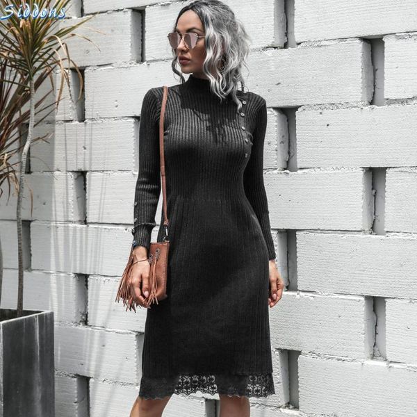 sweater dress women winter 2021 fashion casual semi-round neck knitted dresses lace female clothing, Black;gray
sweater dress women winter 2021 fashion casual semi-round neck knitted dresses lace female clothing, Black;gray