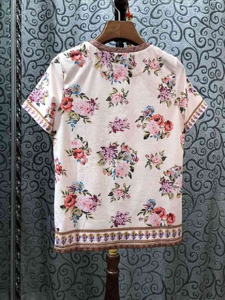 t shirt & tees spring summer casual t-shirt women sweet floral print hand made beading pink black t shirt ladies, White
t shirt & tees spring summer casual t-shirt women sweet floral print hand made beading pink black t shirt ladies, White