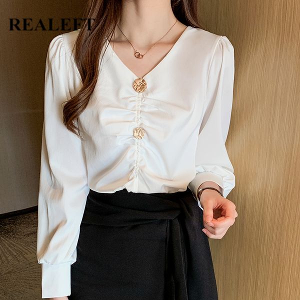 spring white chic women's shirt female blouse button v-neck long sleeve korean ol style casual blouses 210428
spring white chic women's shirt female blouse button v-neck long sleeve korean ol style casual blouses 210428