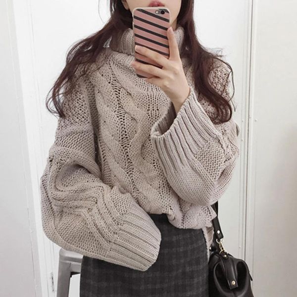 women's sweaters korean oversized knitted sweater women twisted turtleneck winter jumper pullover casual clothes warm loose pull femme, White;black
women's sweaters korean oversized knitted sweater women twisted turtleneck winter jumper pullover casual clothes warm loose pull femme, White;black