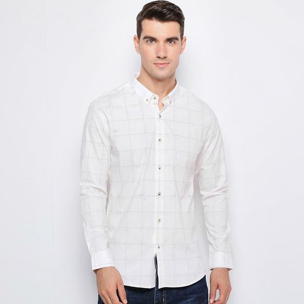 men's casual shirts 2021 men shirt fashion slim fit business style collar button plaid long sleeves, White;black
men's casual shirts 2021 men shirt fashion slim fit business style collar button plaid long sleeves, White;black