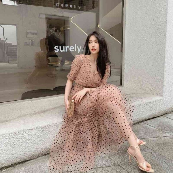 dresses summer dress 2021 double v neck short sleeve polka dot mesh long ruflles women pink party 2piece set, Black;gray
dresses summer dress 2021 double v neck short sleeve polka dot mesh long ruflles women pink party 2piece set, Black;gray
