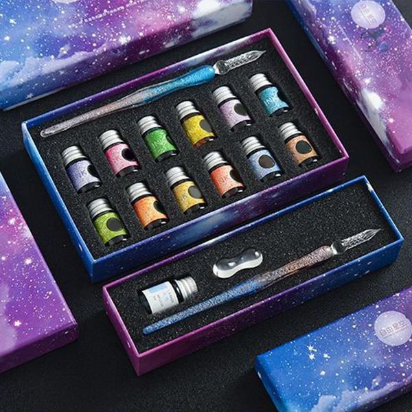 crystal glass pen starry sky dip glitter powder fountain 12 colors ink gift box set writing supplies pens
crystal glass pen starry sky dip glitter powder fountain 12 colors ink gift box set writing supplies pens