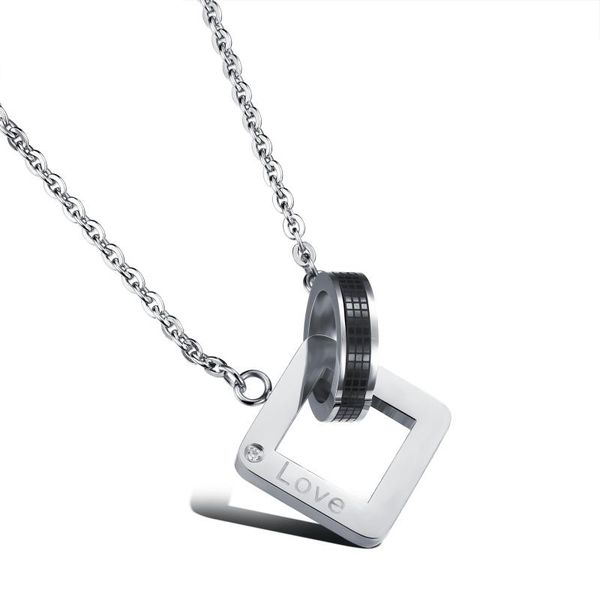 pendant necklaces square ring buckle love couple necklace men and women jewelry carving english inlaid zircon stainless steel, Silver
pendant necklaces square ring buckle love couple necklace men and women jewelry carving english inlaid zircon stainless steel, Silver