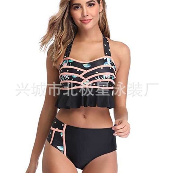women's swimwear bikinis high waistband printed split swimsuit bikini w57o, White;black
women's swimwear bikinis high waistband printed split swimsuit bikini w57o, White;black