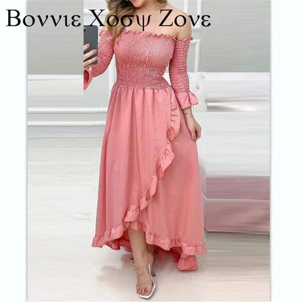 casual dresses off shoulder long sleeve shirred ruffles frill hem maxi dress chic a line summer for women 2021, Black;gray
casual dresses off shoulder long sleeve shirred ruffles frill hem maxi dress chic a line summer for women 2021, Black;gray