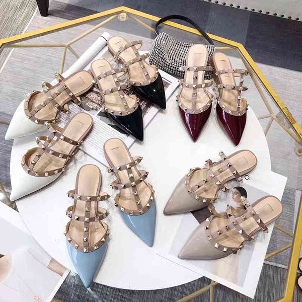 slippers luxury designer slides flat fashion for womens summer sandal golden rivets ladies genuine leather sandals wedding party pu5z, Black
slippers luxury designer slides flat fashion for womens summer sandal golden rivets ladies genuine leather sandals wedding party pu5z, Black