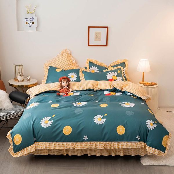 bedding sets flower pattern sanding bed skirt sheet cover soft lace duvet pillowcase single king  size home textile set x12 
bedding sets flower pattern sanding bed skirt sheet cover soft lace duvet pillowcase single king  size home textile set x12