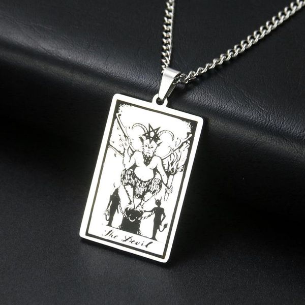 pendant necklaces stainless steel rectangle necklace satan lucifer wheel of fortune dogtag tarot devil engrave hip-hop chain men jewelry, Silver
pendant necklaces stainless steel rectangle necklace satan lucifer wheel of fortune dogtag tarot devil engrave hip-hop chain men jewelry, Silver