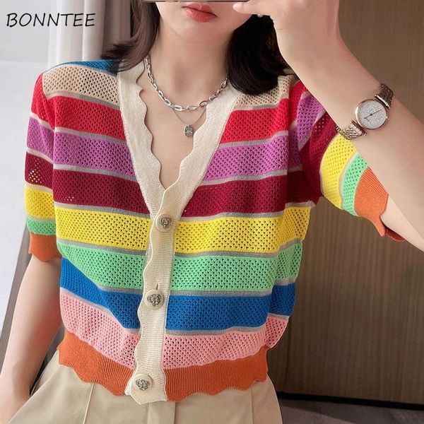 women's knits & tees cardigan women patchwork stylish korean style v-neck summer sweet ladies all match breasted college streetwear sof, White
women's knits & tees cardigan women patchwork stylish korean style v-neck summer sweet ladies all match breasted college streetwear sof, White