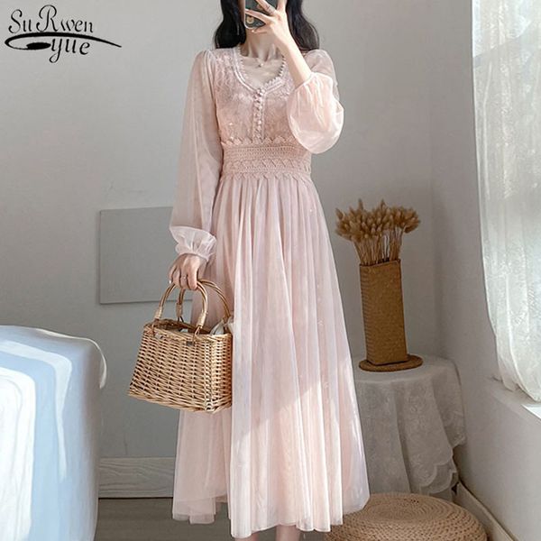 women button puff sleeve pink dress sweet mesh lace elegant v-neck a-line high wasit es mid-calf vestidos mujer 12915 210427, Black;gray
women button puff sleeve pink dress sweet mesh lace elegant v-neck a-line high wasit es mid-calf vestidos mujer 12915 210427, Black;gray
