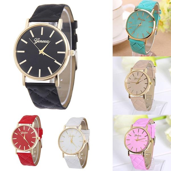 wristwatches simple fashion women's wristwatch casual geneva checkers faux leather quartz watch elegant ladies watches clock montre fem, Slivery;brown
wristwatches simple fashion women's wristwatch casual geneva checkers faux leather quartz watch elegant ladies watches clock montre fem, Slivery;brown