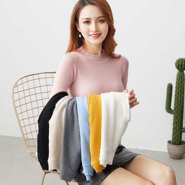 women's sweaters sweater korean half high neck pullover long-sleeved knitted slim solid color bottoming shirt, White;black
women's sweaters sweater korean half high neck pullover long-sleeved knitted slim solid color bottoming shirt, White;black