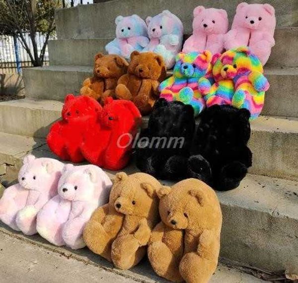 women teddy bear plush slippers cartoon cute bear house slipper winter warm furry faux fur slides woman furry home indoor y0902, Black
women teddy bear plush slippers cartoon cute bear house slipper winter warm furry faux fur slides woman furry home indoor y0902, Black