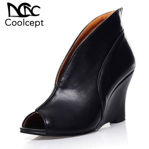 dress shoes coolcept size 34-43 vintage women peep toe high wedges solid color pumps fashion patry club, Black
dress shoes coolcept size 34-43 vintage women peep toe high wedges solid color pumps fashion patry club, Black