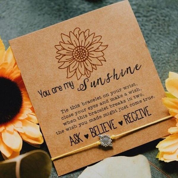 link, chain fashion sunflower bracelet handmade wax cotton thread adjustable metal couple jewelry accessories, Black
link, chain fashion sunflower bracelet handmade wax cotton thread adjustable metal couple jewelry accessories, Black